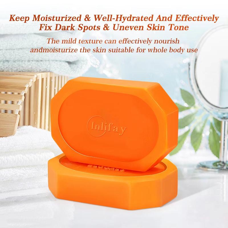 Inlifay New Turmeric Kojic Acid Soap:Dark Spot Remover For Face and body - Two Color Big bars with Pure Natural Kojic Acid and Retinol (160g, 2 Bars) Orange- New upgraded model Body Care Body Wash