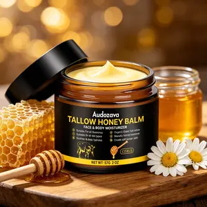 Organic Beef Tallow Skin Balm, Hydrating Face & Body Moisturizer with Raw Wild Honey & Beeswax, Natural Formula, Gentle for All Skin Types Body & Face Moisturizer, Natural Formula, Light Scent