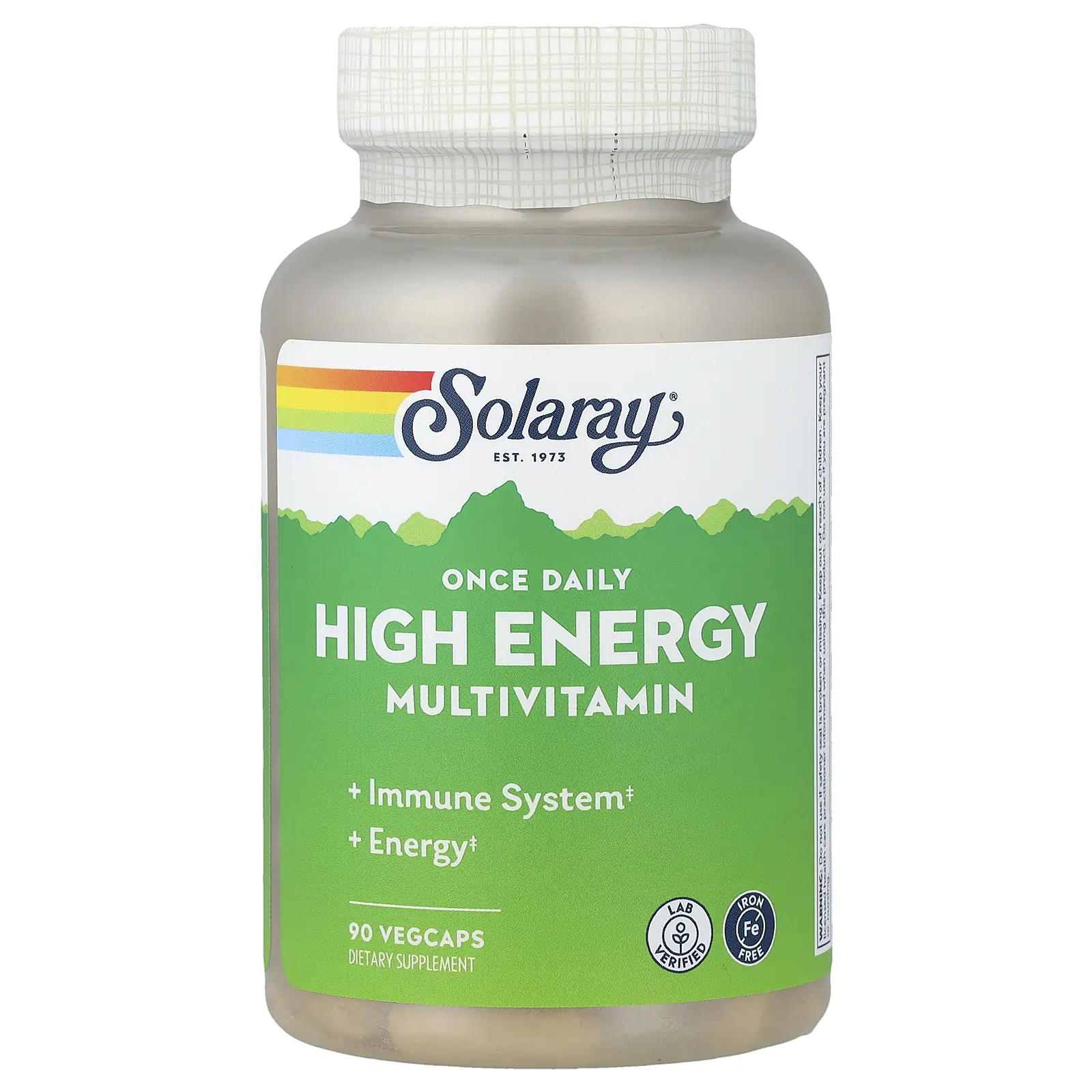 Solaray Once Daily High Energy Multivitamin, Iron Free, 90 VegCaps