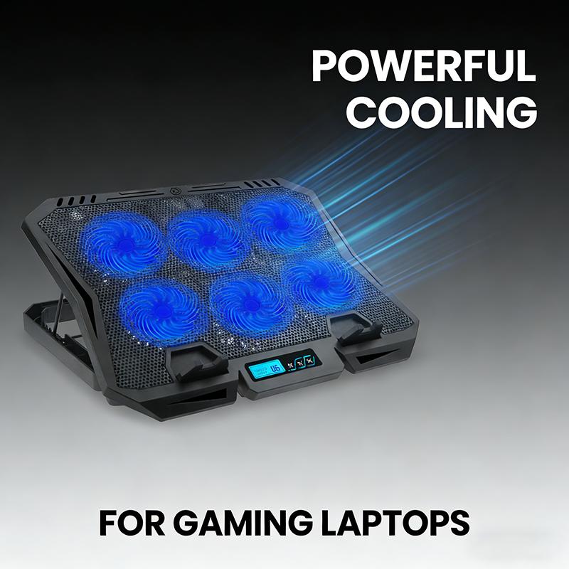 Laptop Cooler with 7-Level Adjustable Fan Stand and Display Screen Base