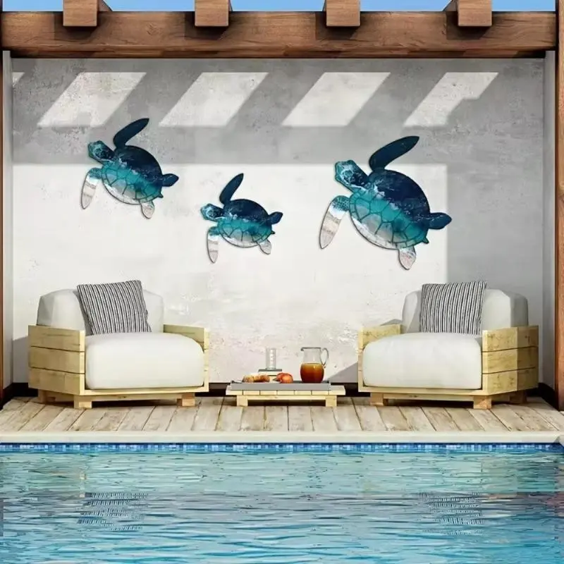 Ocean Themed Sea Turtle Pattern Wall Art, 1 Count Wall Decor, Wall Art Decor for Home Living Room Bedroom Garden