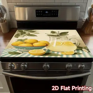Lemon pattern rubber stove protective cover - heat-resistant, non slip, absorbent, easy to clean, oven mat, refrigerator mat, kitchen stove cover, suitable for surface protection of ovens, washing machines and appliances