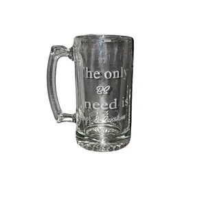 Beer & Sunshine Beer Stein - Thick Glass with Clear Design and Hand Carved Handle Drinkware