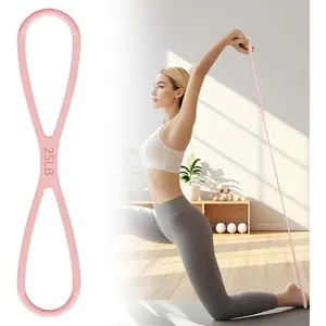 Figure 8 Resistance Bands, 2025 New Figure 8 Exercise Bands for Women Men, 25 LB Silicone Exercise Band with Handles, Portable Fitness Stretch Equipment for Home Workout