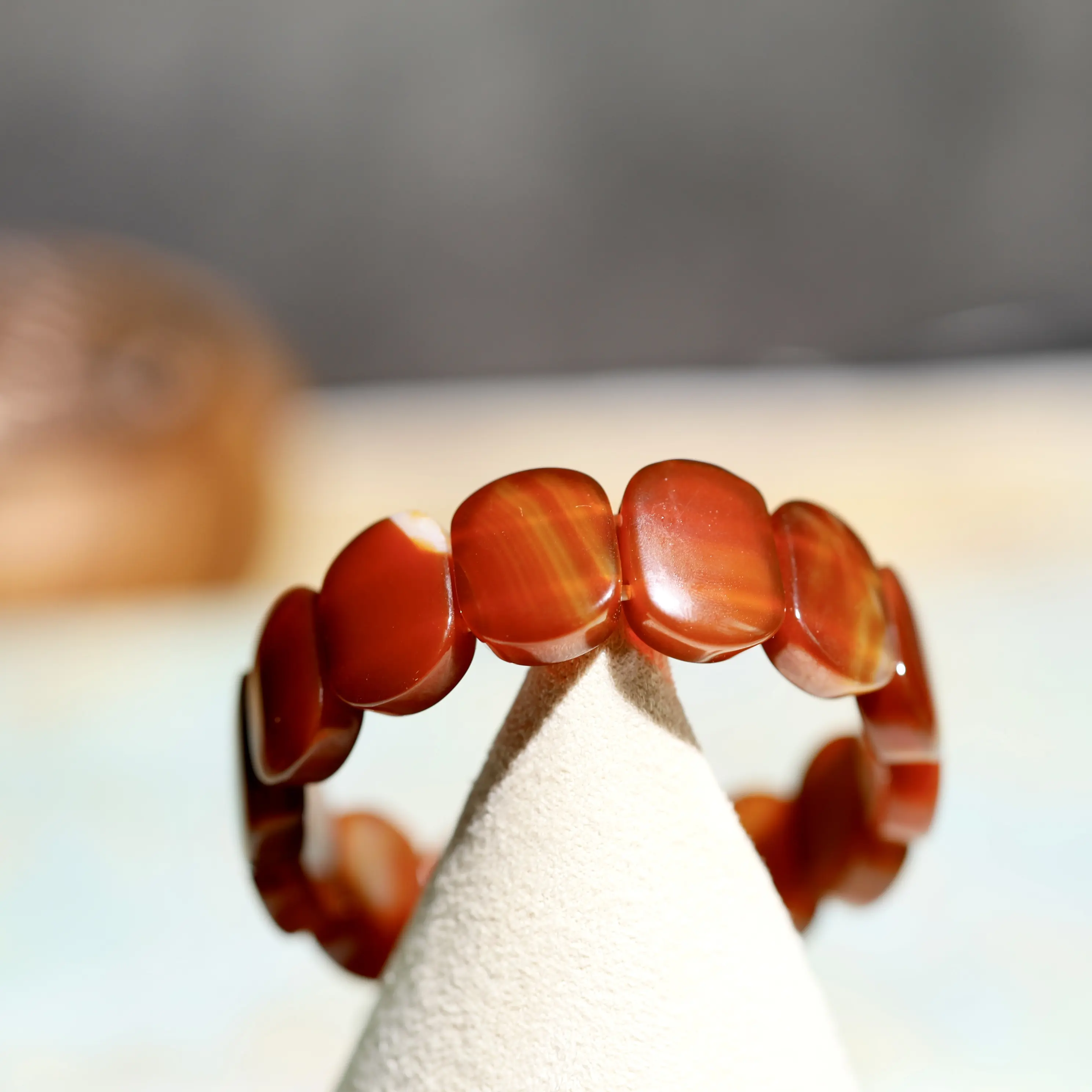 【Carnelian bangle】Red Carnelian Crystal Bangle for Women Carnelian Stackable Plain Band Bracelet