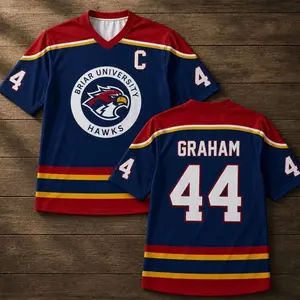 Custom Briar University Hawks Football Jersey, Garrett Graham 44 Hockey Romance Jersey, Off Campus Bookish Apparel, Logan, Di Laurentis Tucker