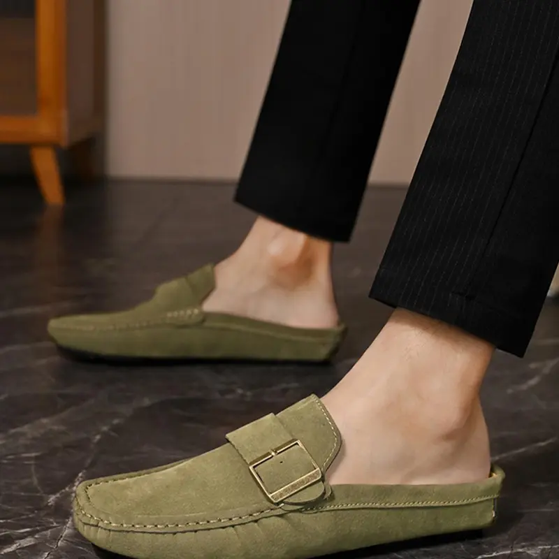 Men's Side Buckle Design Slide, Casual Comfortable Loafers for Daily Wear, Breathable Comfortable Sports Slide for Outdoor, Walking Shoes, Minimalist Mules