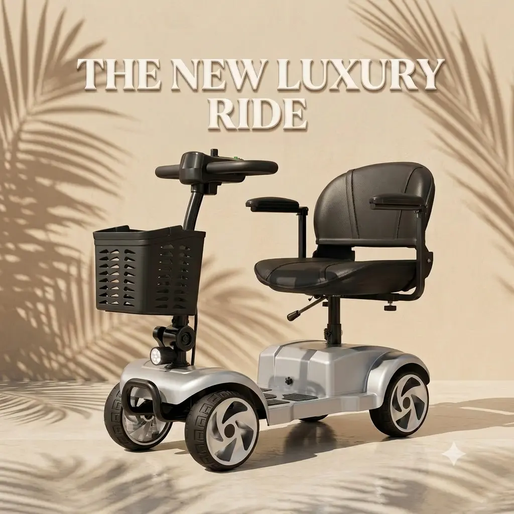 [Fritton] All-New Mobility Scooter for Seniors & Adults - 330lbs Heavy-Duty, 15 Mi Range, 4-Wheel Foldable Travel Scooter with Removable 10Ah Battery, LED Light & Basket