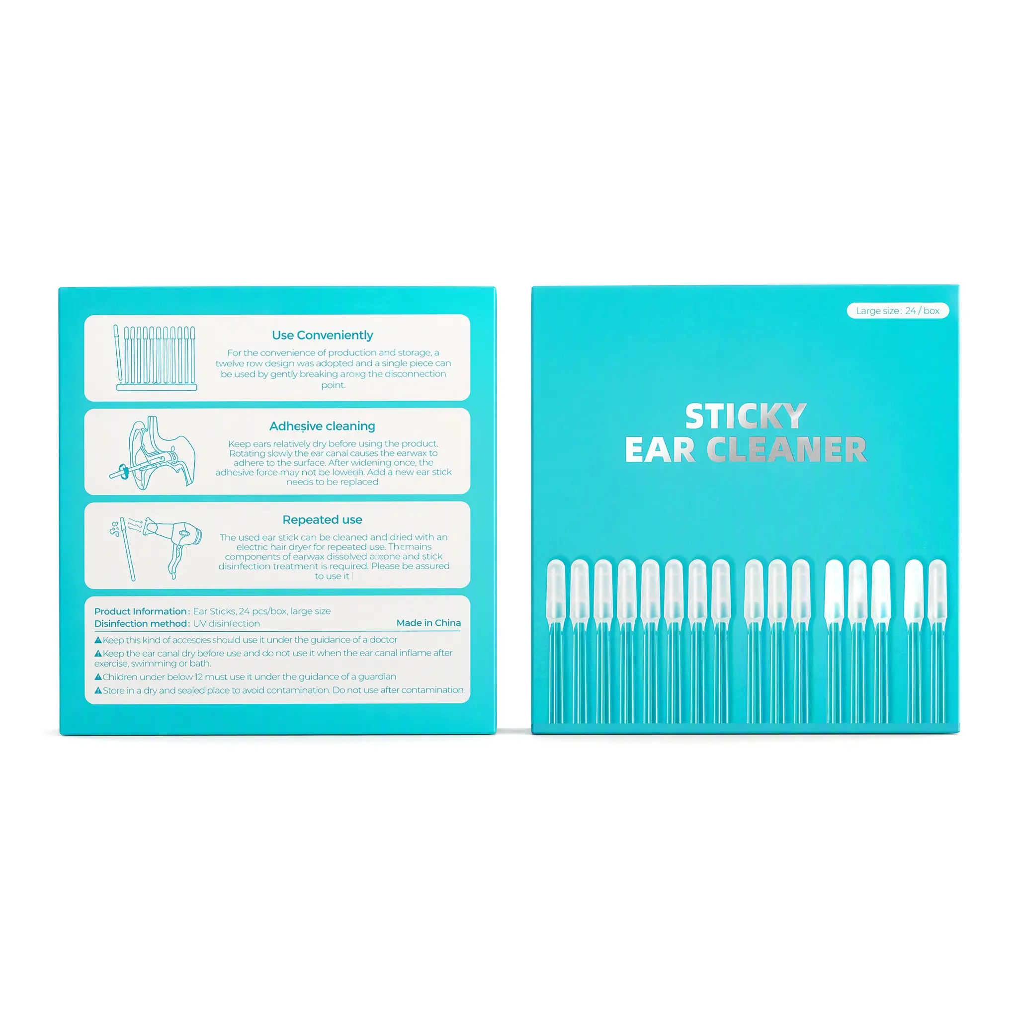 Disposable Sticky Ear Cleaner Swabs-Safe Adhesive Ear Wax Removal Sticks,Soft Silicone Tip Ear Cleaning Tools,Portable Individually Packed Ear Pick Kit for Adults Kids Home Daily Ear Wax Cleaning & Personal Hygiene Care Use