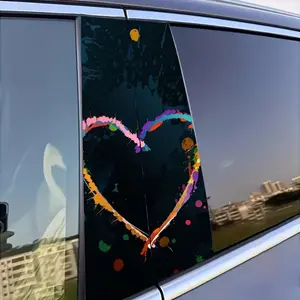 2 Pack Car B Pillar Heart Sticker Waterproof Easy to Apply and Remove Window Glass Decal Cute Cartoon Auto Body Vinyl Interior Decor Accessories