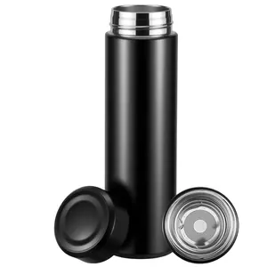 17oz Stainless Steel Water Bottles  Slim Bottle Thermo Insulated Keep Hot For 12 Hrs Cold 24 Coffee Drinks(black)