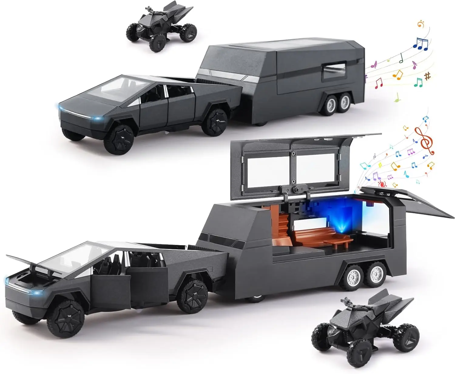 1/32 Diecast Metal Toy Trucks - Pull Back with Lights & Sounds, Diecast Collectible Model Vehicles, Gift for Boys Ages 3+, Car Ornaments, 2026 Black Friday Cyber Deals