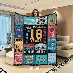Creative Digital Print Flannel Blanket for Boys' 18th Birthday, Thanksgiving, Valentine's Day, Christmas Gift, Multi-Purpose Throw Blanket