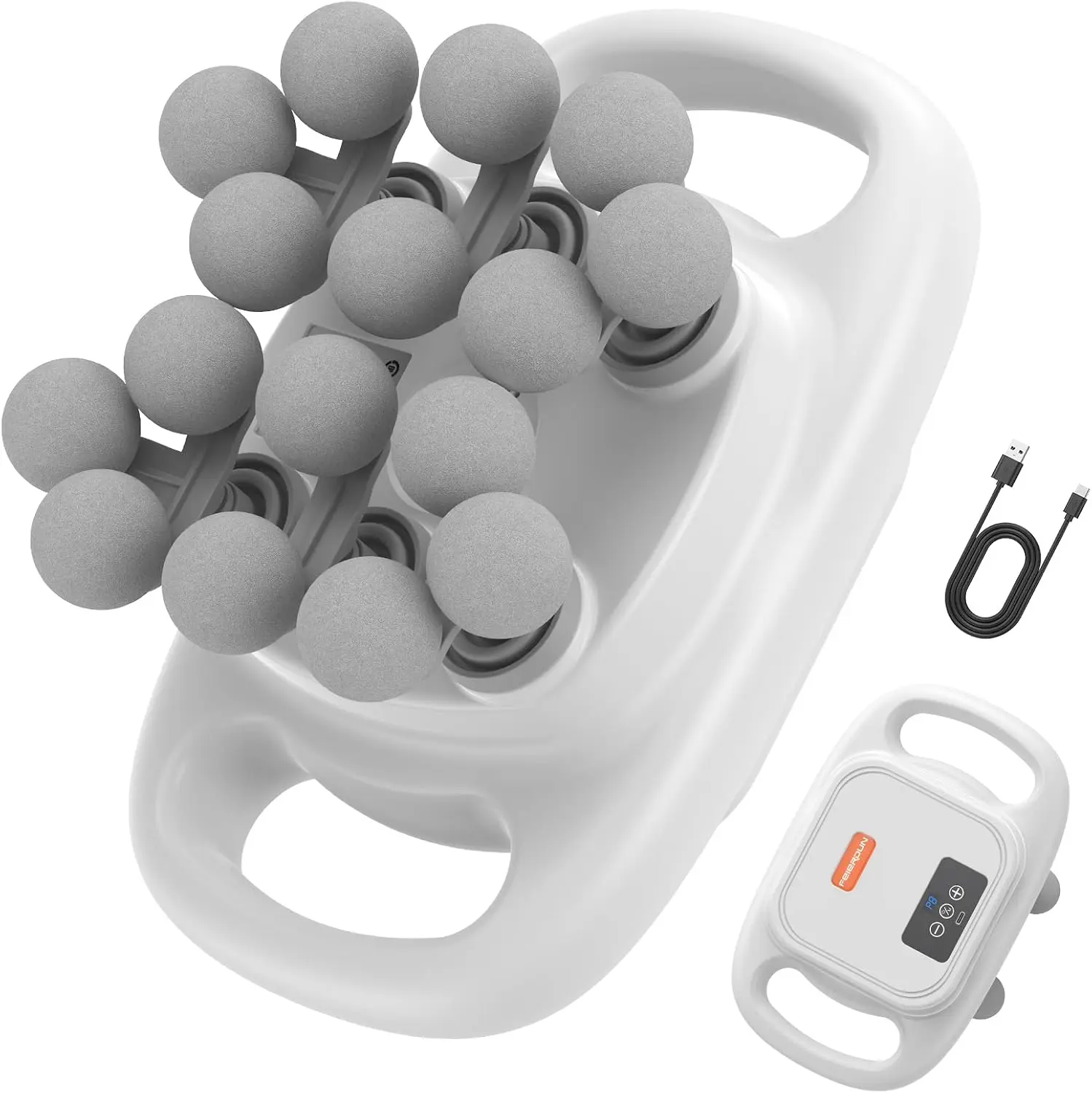FEIERDUN 16-Head Massage Gun Set, Deep Tissue Percussion Massager with 8 Modes & 50 Intensities, Ultra-Quiet Electric Massage Tool for Back, Neck, Shoulders & Legs, Full Body Muscle Pain Relief, Gray,outdoorfun