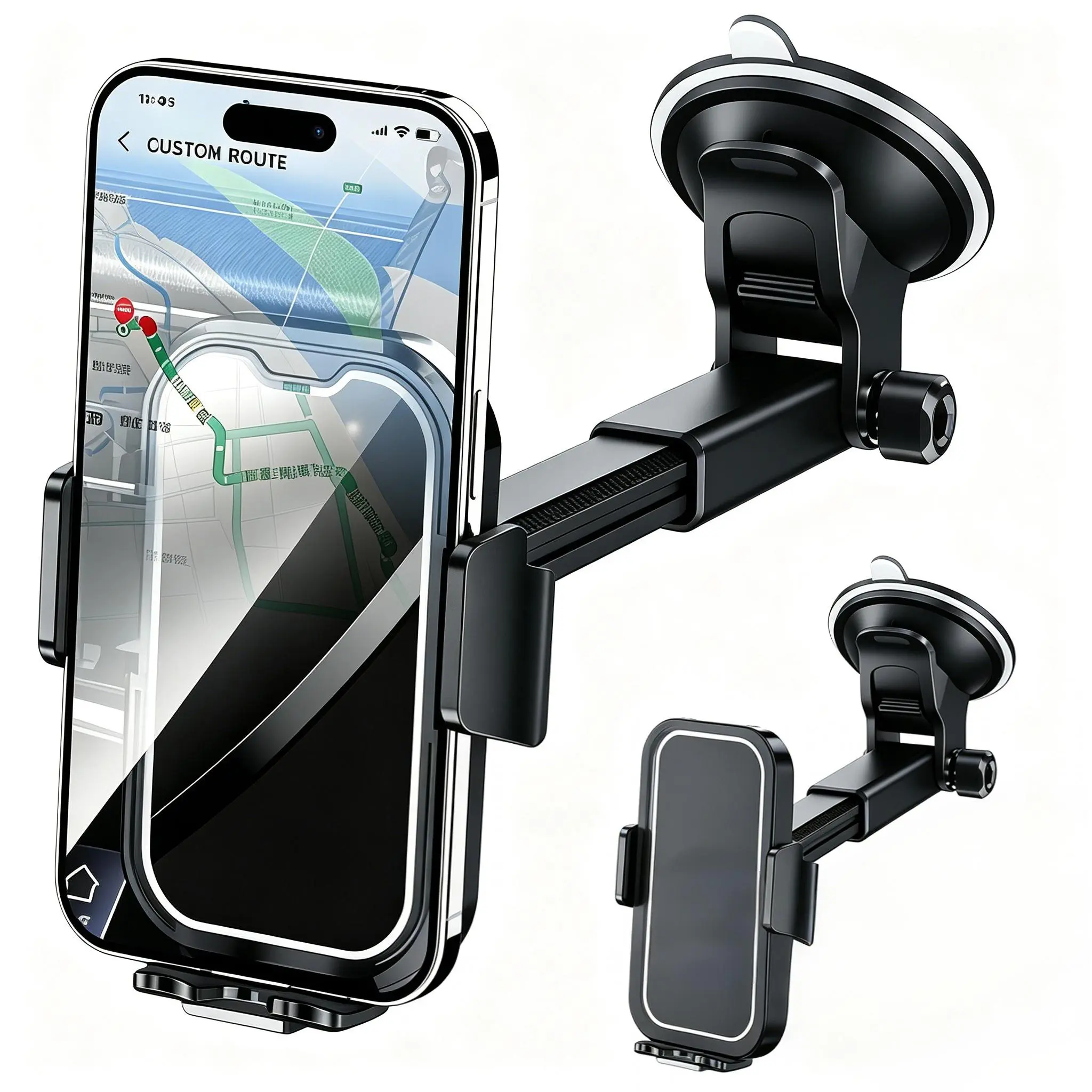 Car Phone Holder [Military-Grade Suction] Phone Stand for Car [Super Stable] Automobile Car Mount for iPhone Universal Accessories Air Vent Dashboard Windshield Mount Fit Vehicle Accessories