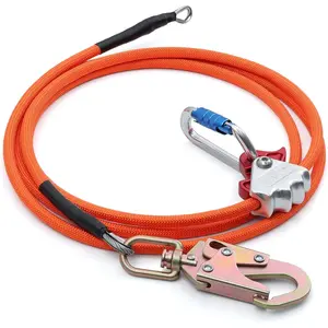 Flip Line Tree Climbing Rope 12ft Braided Arborist Rope with 15kN Strength Triple Lock Carabiner Swivel Snap for Fall Protection and Tree Work