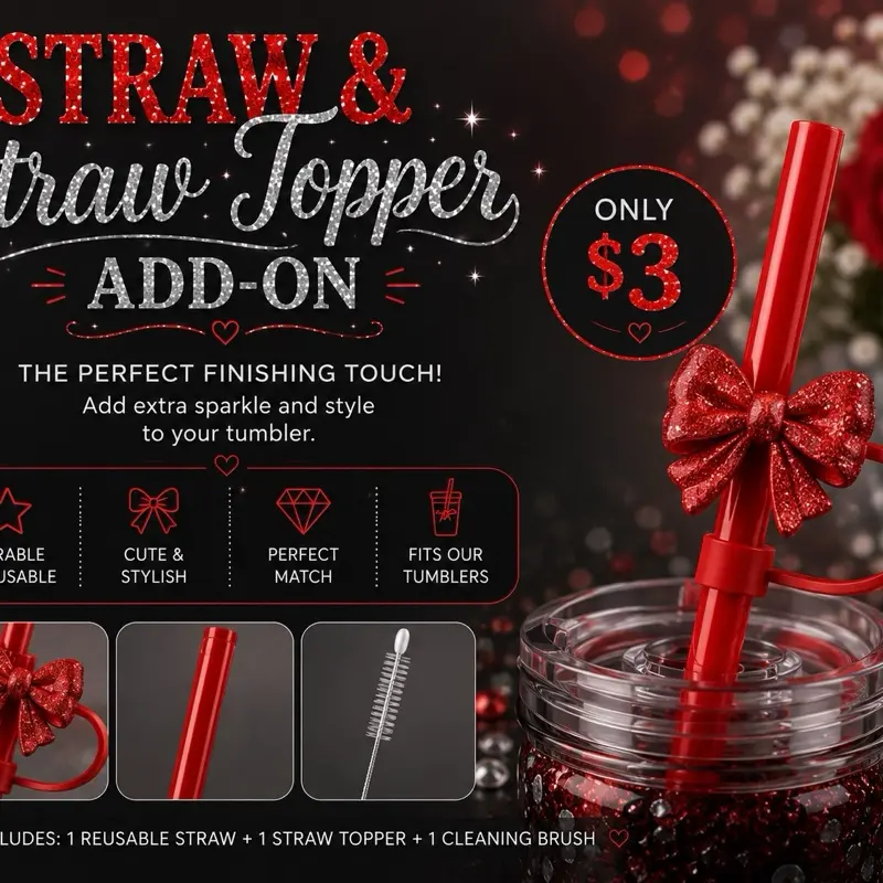 Tumbler Add-On - Straw and Straw Topper Set for Tumbler Accessories Drinkware Tumblers