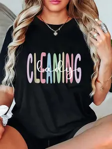 100% Cotton Unisex Cleaning Lady Appreciation Cleaner Housekeeper Round Neck Short Sleeve T-Shirt Women's Men Graphic Tee