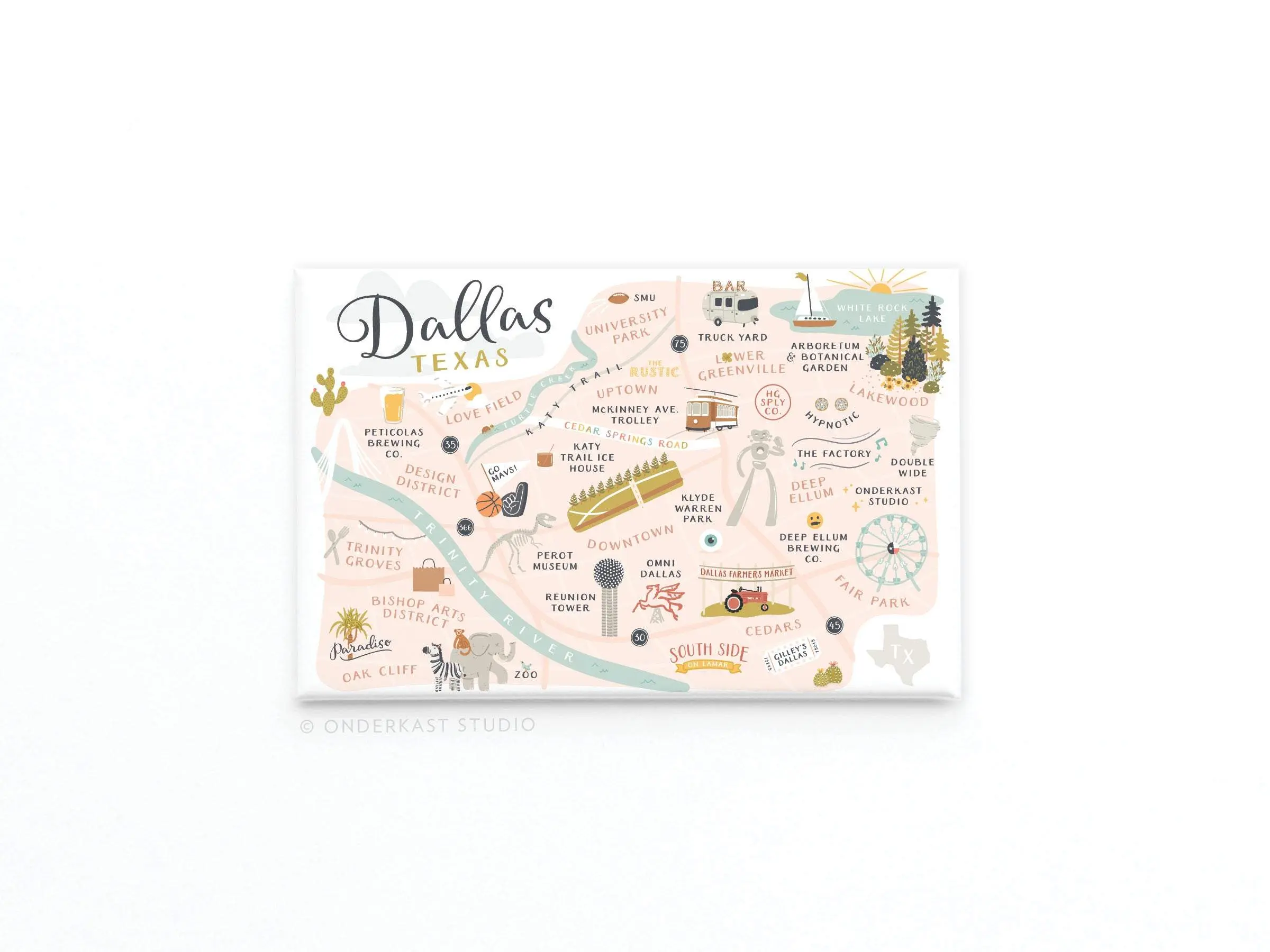 Dallas Map Rectangle Magnet