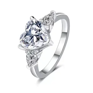 #96 (Heart Cut) 925 Sterling Silver Synethic Moissanite Ring