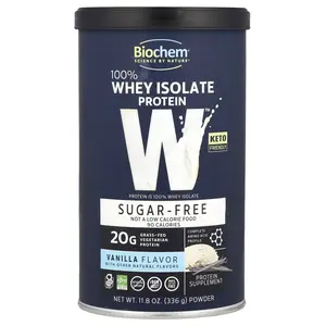 Biochem 100% Whey Isolate Protein, Sugar Free, Vanilla, 11.8 oz (336 g)