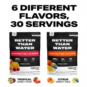 BETTER THAN WATER Variety Bundle - Citrus + Tropical Variety 2 PACK | 30 Sticks | 6 Flavors | 13 Vitamins & Minerals | D3 + K2 For Better Absorption