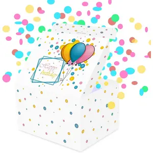 Birthday  Box KIT (White),  Box Exploding Confetti,  Prank Box Pop Up 7.2x5.5x4.3 in.