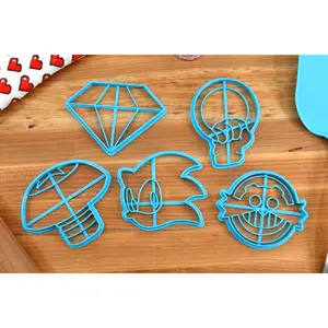 Sonic the Hedgehog Symbols Cookie Cutters- Eggman, Sonic, Sonic Spring, Chaos Emerald, Sonic Ring