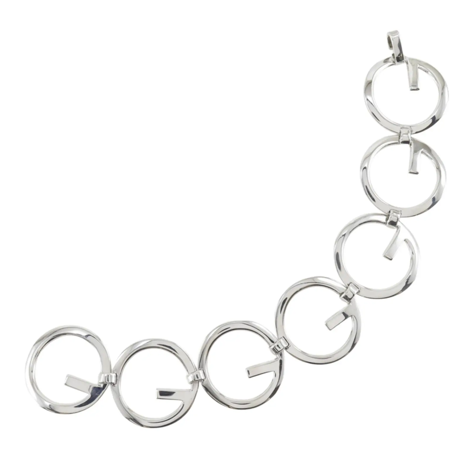 Pre-owned GUCCI Sterling Silver 925 (Ag925) Small Leather Goods G Logo Silver Bracelet