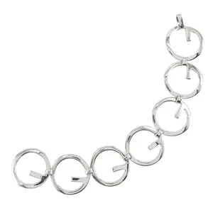 Pre-owned GUCCI Sterling Silver 925 (Ag925) Small Leather Goods G Logo Silver Bracelet