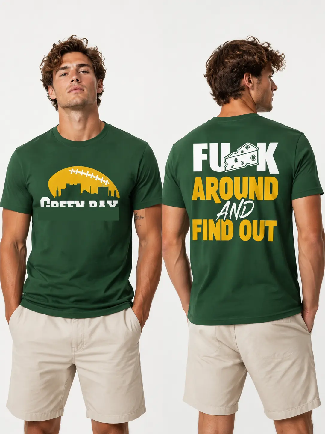 Green Bay Inspired 2-Sided Graphic Hoodie, Vintage Football Fan Game Day Pullover, Cheese-Themed Victory Gift Tee, Summer Sports Top