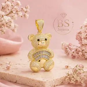Gold Teddy Bear Pendant Stainless Steel No Chain