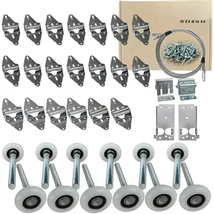 Garage Door Hardware Kit Roller/Hinge/Top Bracket/Wire Rope (for 16'x8' and 18'x8' Height Double Garage Doors)