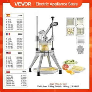 VEVOR Commercial Chopper with 4 Replacement Blades Commercial Vegetable Chopper Stainless Steel for Restaurants & Home Kitchen
