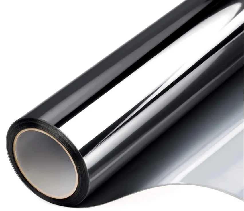 FILMGOO One Way Privacy Window Film Mirror Window Tint for Home Daytime Privacy Heat Control Anti UV Static Cling Covers (Black Silver,17.5 Inch X 94.48 Inch)