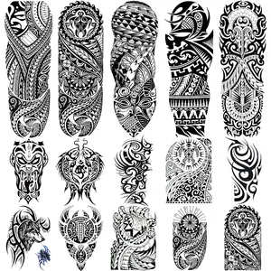 15 Pcs Tribal Totem Temporary Tattoo Sleeves, 5 Full Arm Tattoos and 10 Half Arm Stickers, Realistic Fake Tattoos for Adults