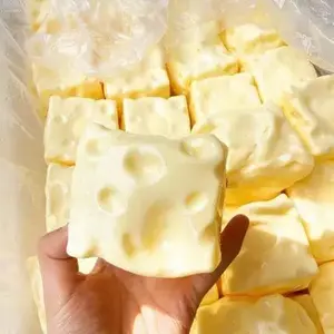 7cm Soft Cheese Block Squeeze Toy - Vaseline Filled Fidget Toy, Anxiety Relief Desk Play Prop, Trendy Hobby Toy for Casual Play & Relaxation