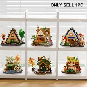 Forest Wooden House Building Block Set, Optional Lighted Version, Micro Scene Construction Toy, Ideal Creative Holiday Gift, Building Blocks Set, DIY Building Model, Building Sets