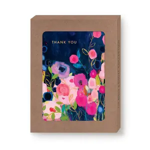 Pink & Blue Flowers Boxed Thank You Cards (Set of 10)