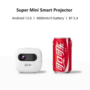 Mini Smart DLP Projector with Built-in Battery 100ANSI Dual WiFi6 Bluetooth 5.4 1280*720P  Support 4K  Auto Focus  Auto keystone   Android 13 Built-in Speaker Mini Portable Home Cinema Outdoor Video