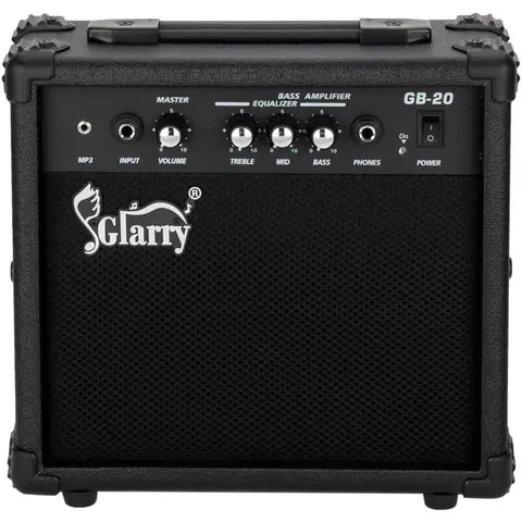 GLARRY 20W Watts Portable Electric Bass Combo Amp - Plastic & Wood Speaker (11.42 x 4.45 x 10.63 inches) for Beginners' Practice Trips, with Noise Protection, Headphone MP3 Input, Bass, Volume, Treble & Middle Controls (TikTok Shop Back to School)