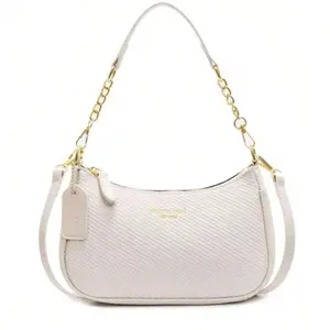 Design Solid Color Pu New Fashion Classic Wild Shoulder Bag, Crossbody Waterproof Fabric Shoulder Letter Pattern Decoration Crescent Bag Underarm Bag Handbag Suitable for Shopping, Outgoing