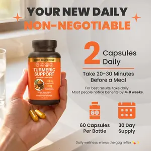 Sleeve Stars Turmeric Curcumin Supplement with Ginger & Black Pepper Bioperine Joint Support Supplement 1000mg Turmeric with 95% Curcuminoids Inflammatory Response Non-GMO Vegan 60 Capsules