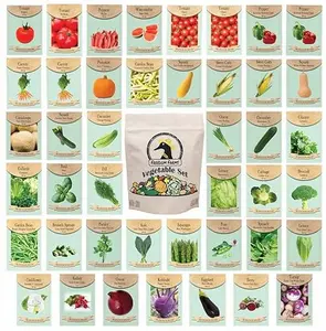 Set of 43 Assorted Vegetable & Herb Seed Packets - Over 10,000 Seeds! - Includes Mylar Storage Bag - Deluxe Garden Heirloom Seeds - Non-GMO