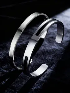 Men's Stainless Steel Stackable Bracelet Set, Striped Simple Design, Fashion Neutral Jewelry, Perfect for Daily Wear and Gifts