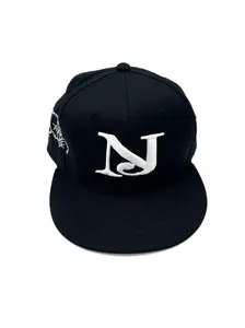 NET Era Cap - Black with White Embroidery - Fitted Hat for Men and Women - 100% Acrylic - Retro Flat Bill 6-panel - High Crown - Ideal for Local Pride and Iconic Art
