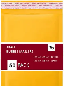 IPACKNOW 100 PC #6 12.5x19 Inches 50 Pack Inches Kraft Bubble Mailers Yellow Shipping Padded Envelopes Self Seal Waterproof Cushion Envelopes