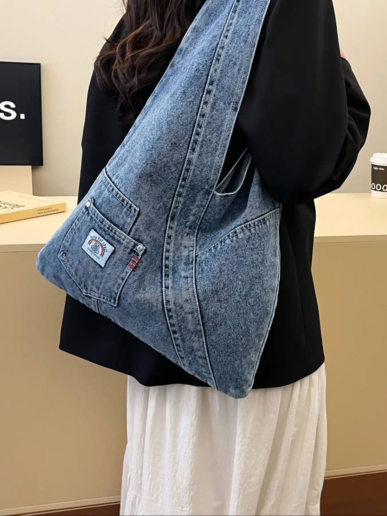 New Fashion Vintage Denim Shoulder Bag, Denim Messenger Bag, Versatile Street Style Canvas Backpack, Large Capacity Crossbody Handbag, Denim Crossbody Bags for Women, Jean Shoulder Bag, Casual Bags