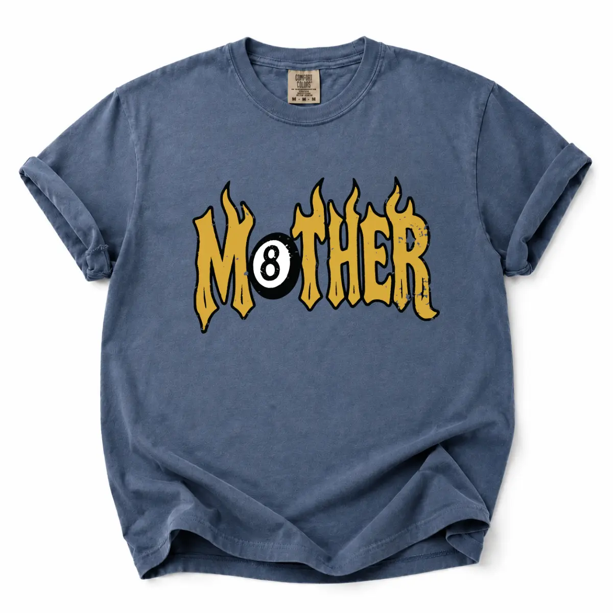 Comfort Colors Mother Flame Graphic T-Shirt, Retro 8 Ball Mom Tee, Minimal Vintage Streetwear Shirt, Unisex Gift
