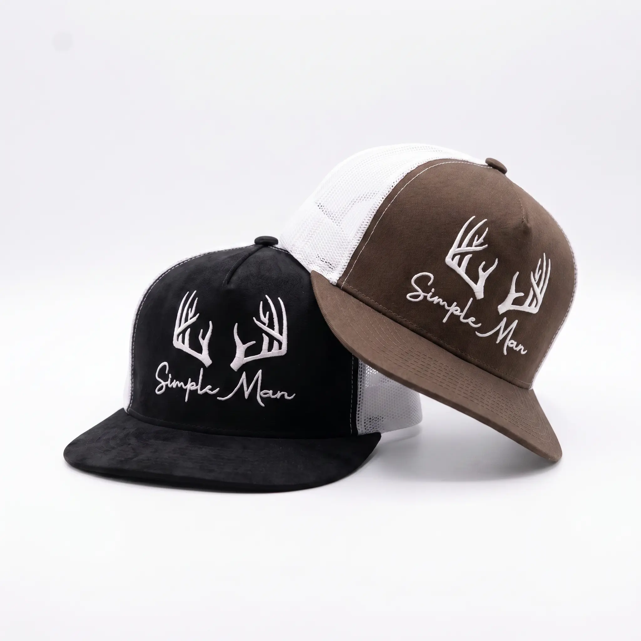 TSimple Man Deer Antler Trucker Hat - Adjustable Mesh Snapback Hat for Men & Women